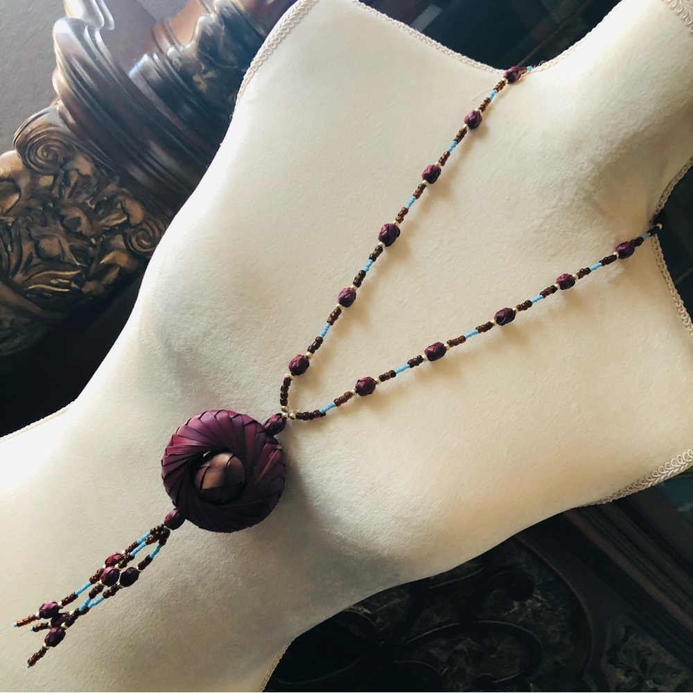 Hand crafted wicker seed bead necklace